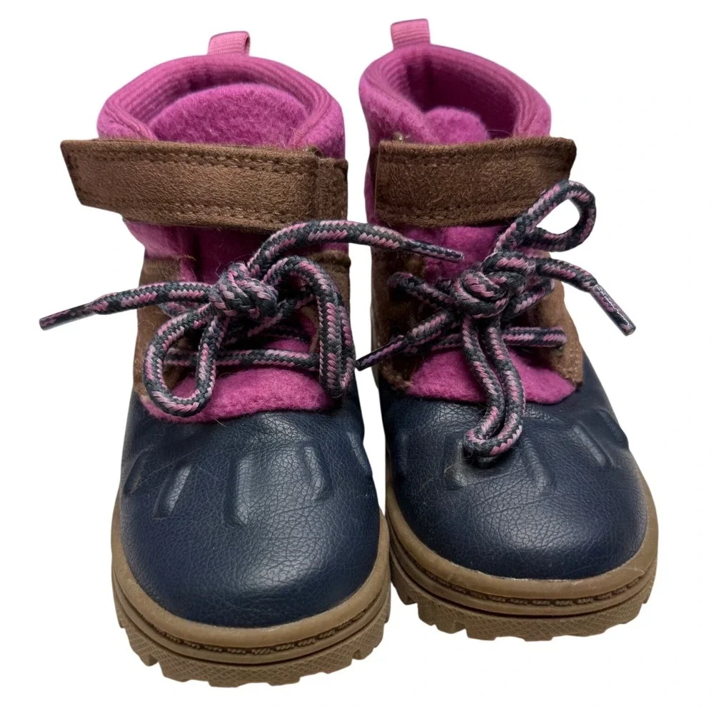 Carter's Toddler Girls Duck Boots Winter Snow Shoes Navy Pink Brown Size 7M